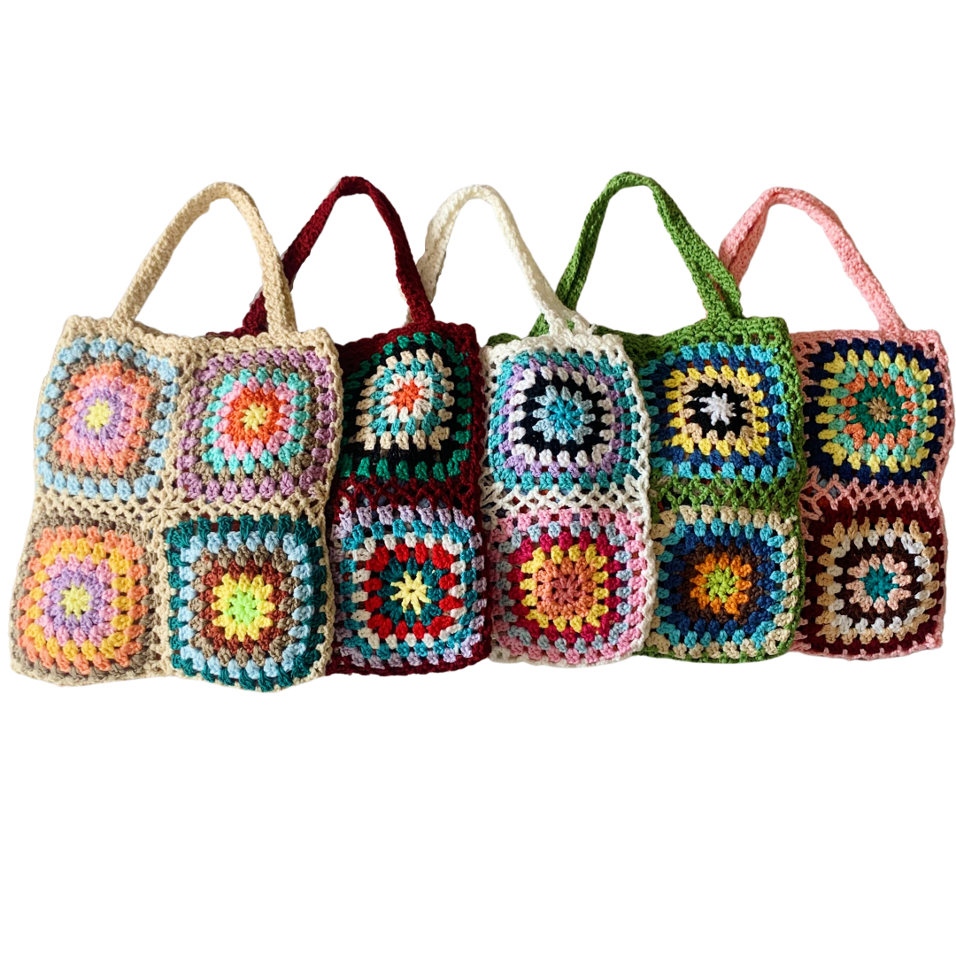Handmade Granny Square | Crochet Shoulder Bag | Green