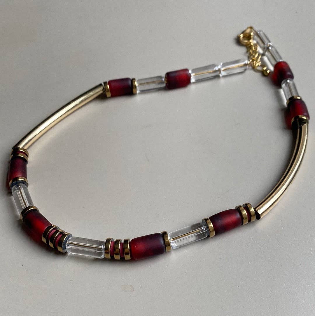 Indian Glass Necklace - Red