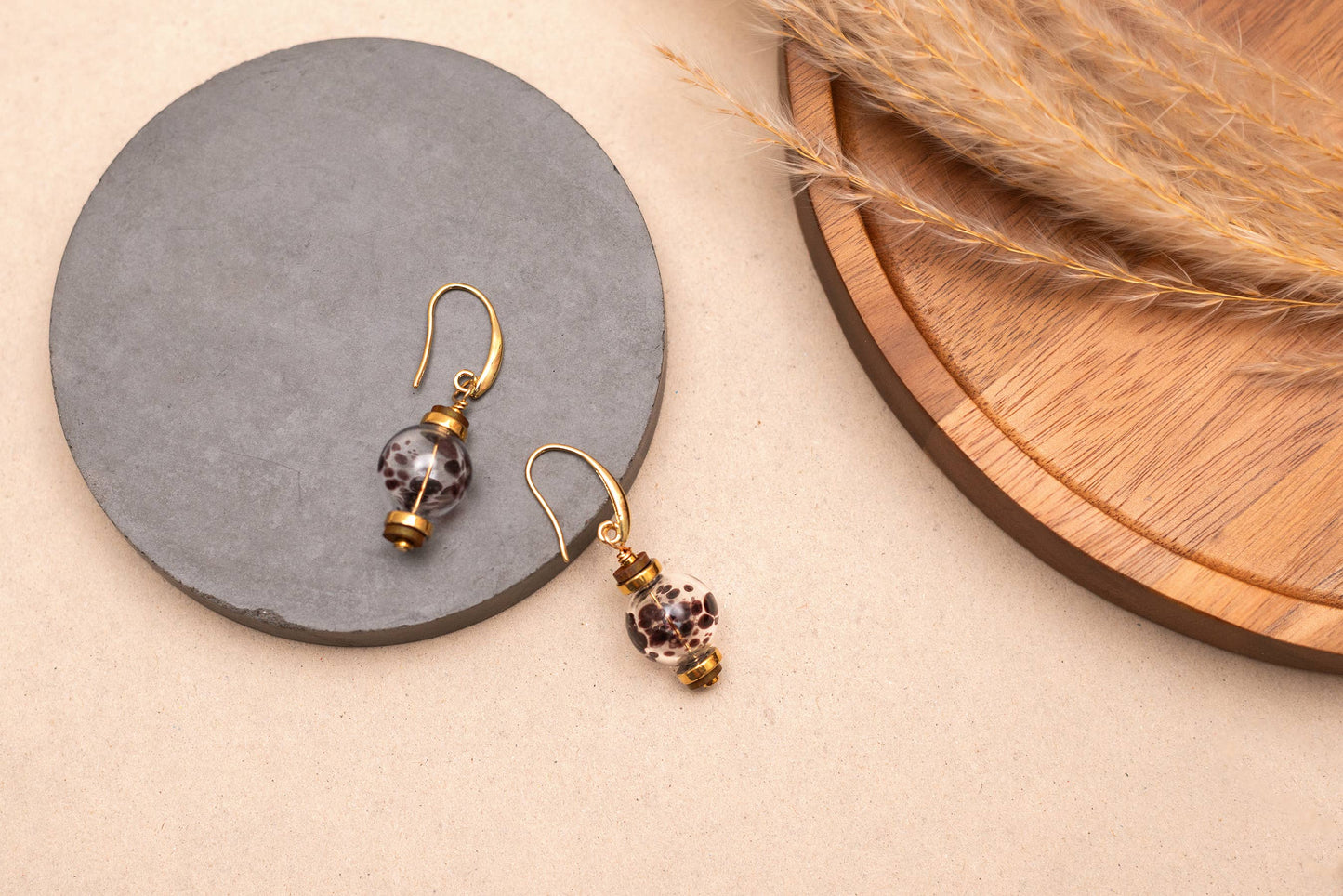 Handmade blown glass globe earrings