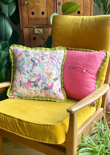 Ellietype | Allotment | Patchwork and embroidery | Handmade Cushion