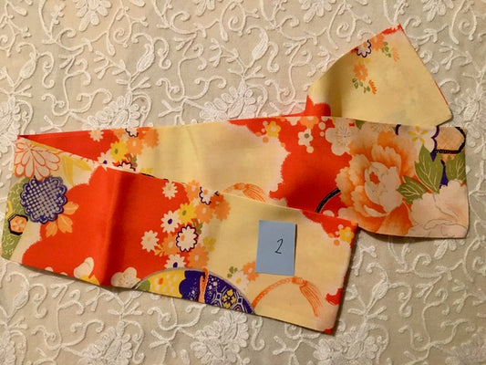 Philippa Crawford | Narrow head tie /scarf | Vintage Kimono Silk Scarf