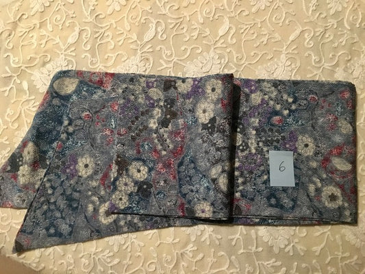 Philippa Crawford | Lavender and blue floral crepe | Vintage Kimono Silk Scarf