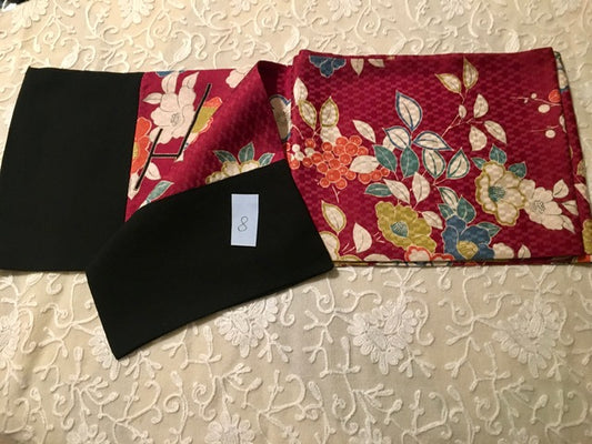 Philippa Crawford | Wine textured silk with black ends | Vintage Kimono Silk Scarf