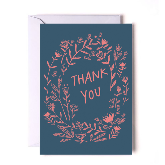 Pink Floral Mini Thank-you Card