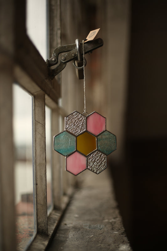 Olive Can Fly | Daisy Hexagons |Stained Glass