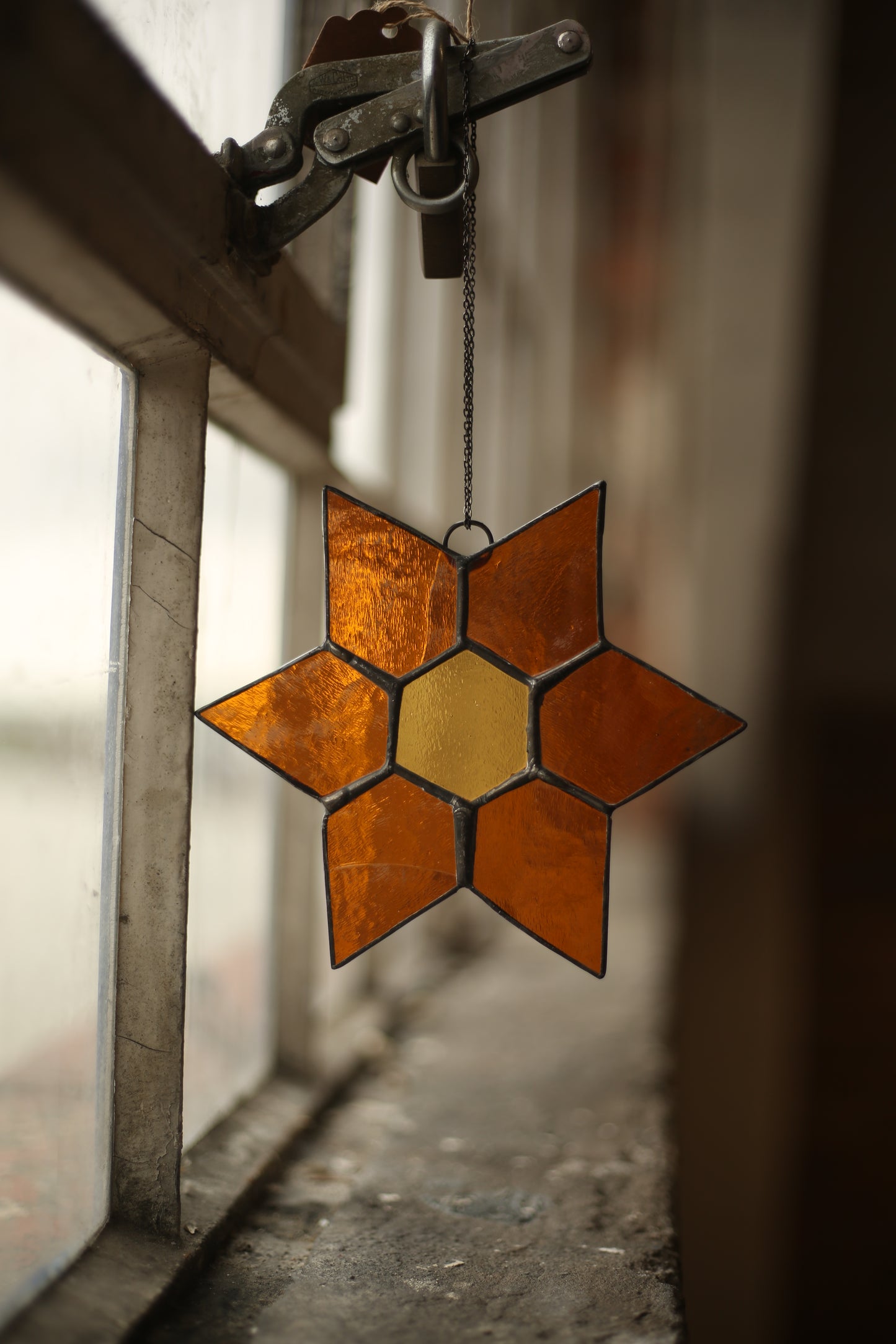 Olive Can Fly | Orange Star Flower | Stained Glass