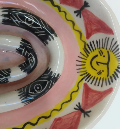 Ceramic soap dish pink + Black Snake