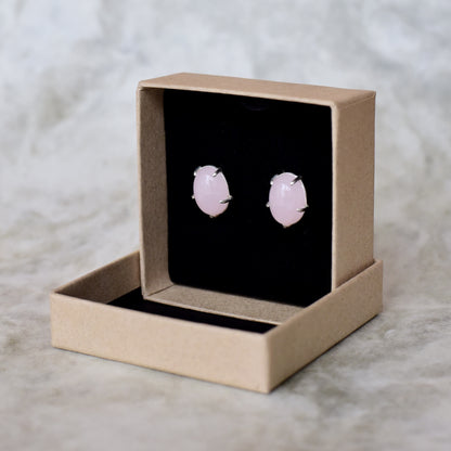 Pink Chalcedony 5-claw earrings
