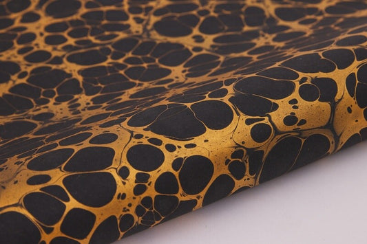 Hand Marbled Gift Wrap Sheets - Bubbles Gold