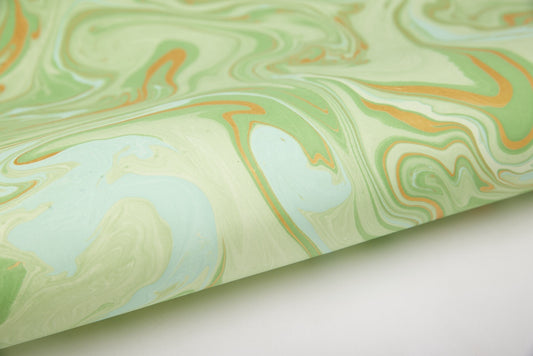 Hand Marbled Gift Wrap Sheets - Fresh Mint