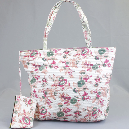 Cotton Quilted Bag with Pouch