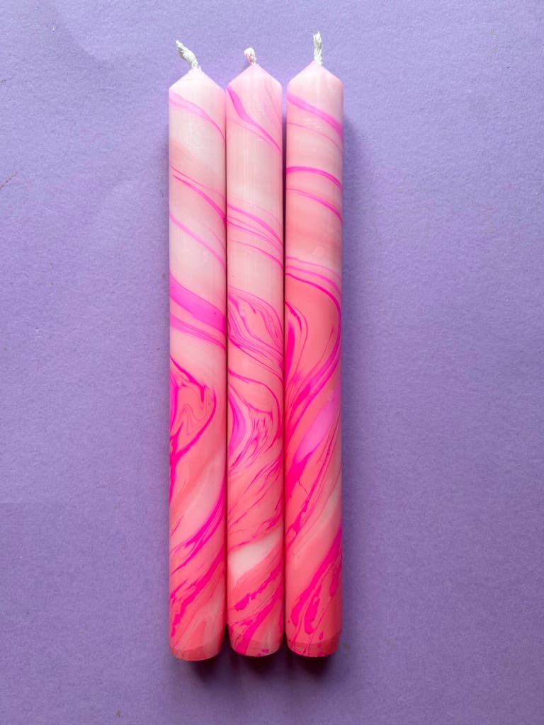 CANDYFLOSS - Marbled Dinner Candle Trio